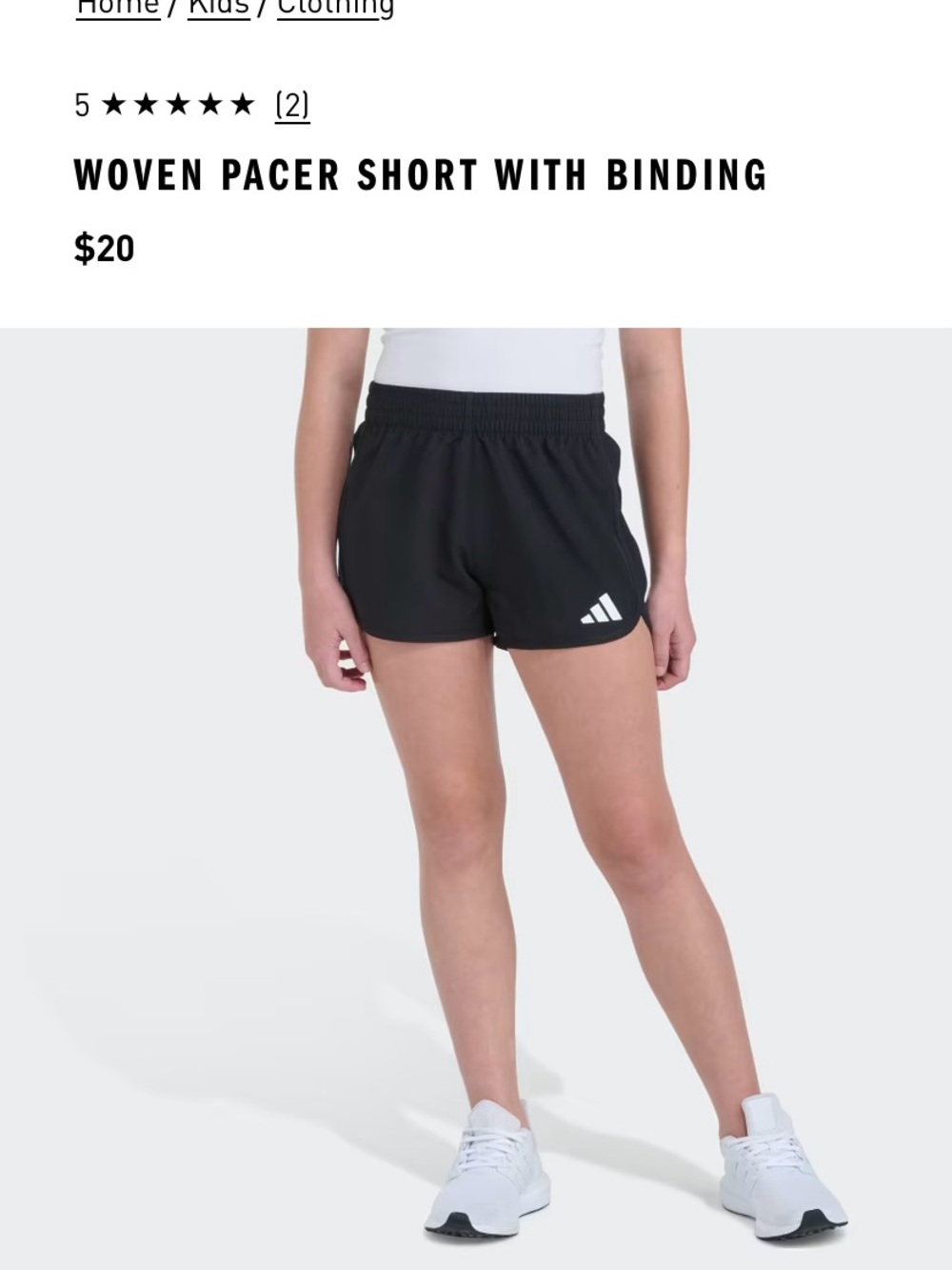 adidas Black Girl’s Athletic Woven Shorts with pink Logo